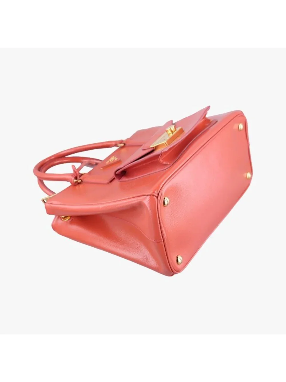 Prada Galleria Front Pocket Orange Patent 14 Shoulder Bag